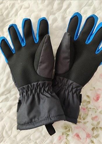 Mavi Erkek Çocuk Eldivenleri Velcro - Görsel 2