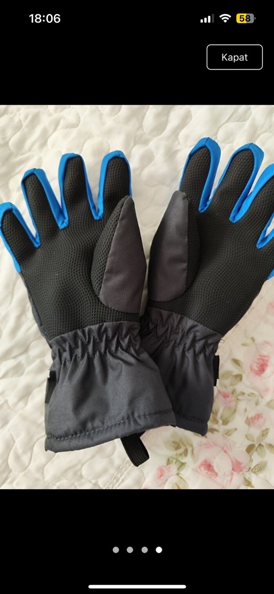 Mavi Erkek Çocuk Eldivenleri Velcro - Görsel 2