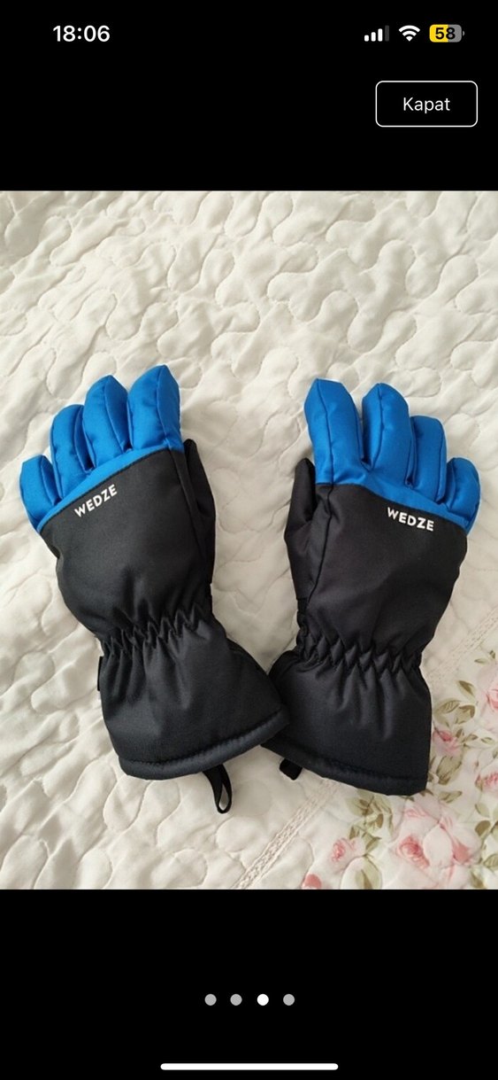 Mavi Erkek Çocuk Eldivenleri Velcro - Görsel 3