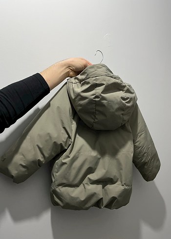 Haki Çocuk Midi Boy Kapüşonlu Mont - Görsel 4