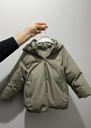 Haki Çocuk Midi Boy Kapüşonlu Mont - Görsel 2