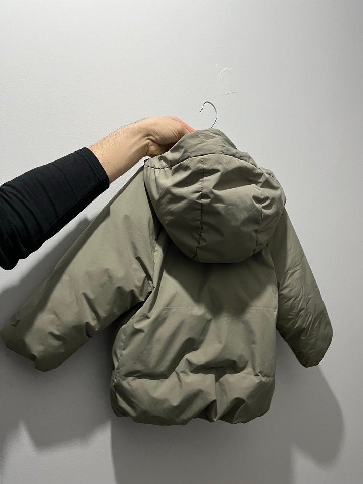 Haki Çocuk Midi Boy Kapüşonlu Mont - Görsel 4