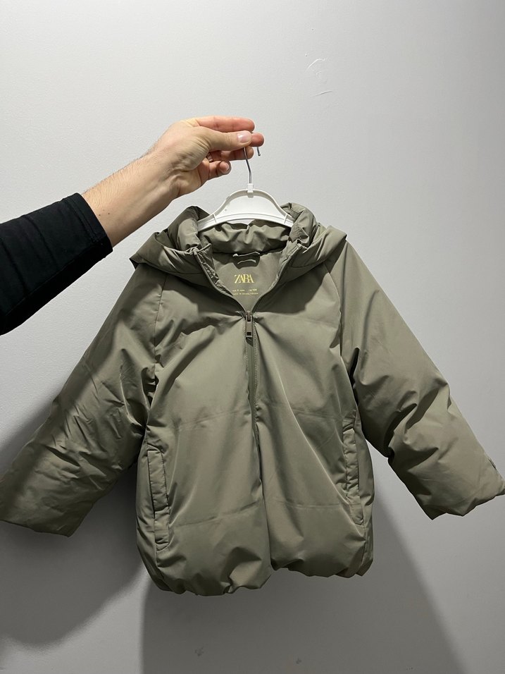 Haki Çocuk Midi Boy Kapüşonlu Mont - Görsel 2