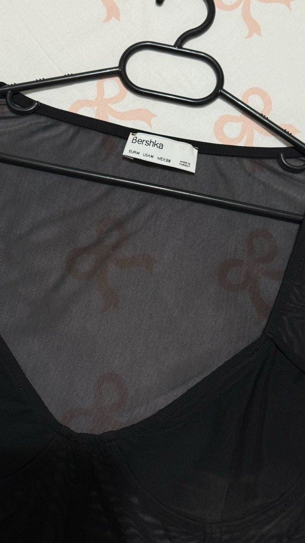 Bershka Siyah transparan kadın Bluz - Görsel 2