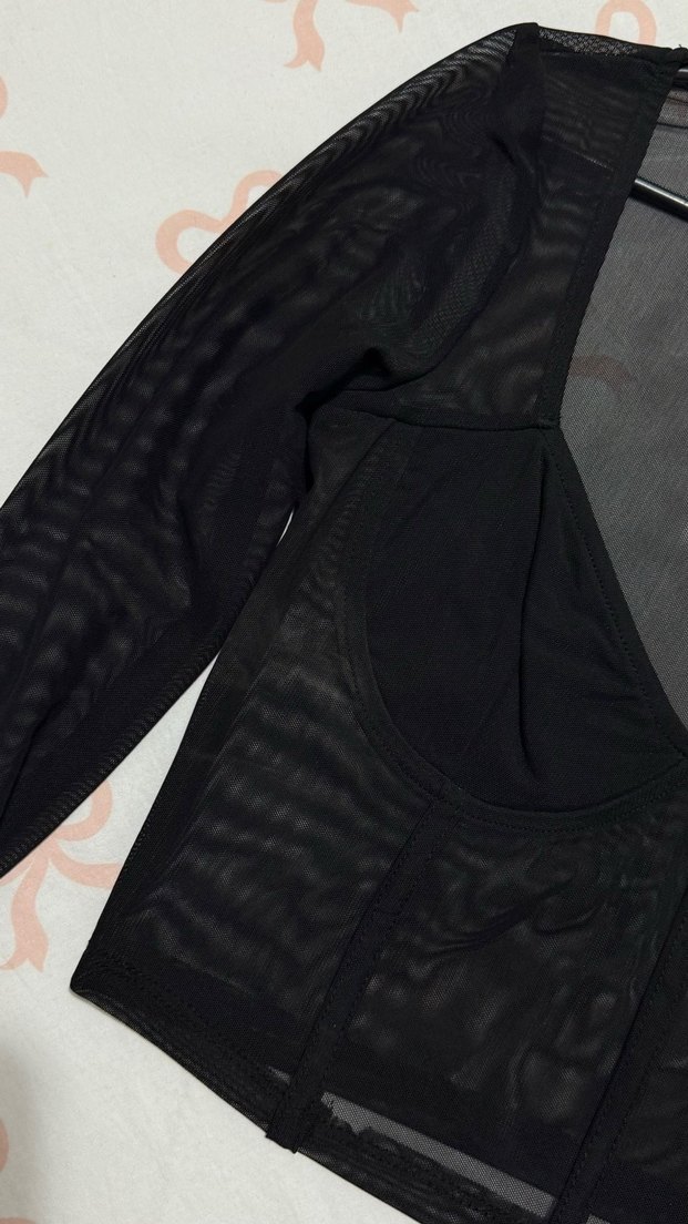 Bershka Siyah transparan kadın Bluz - Görsel 3