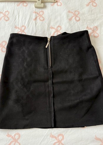 Siyah Zımbalı Süet Mini Etek - Görsel 6