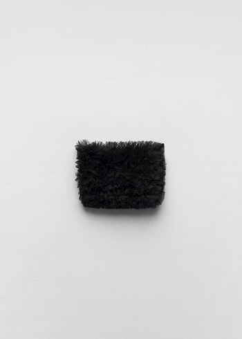 Zara Siyah Tül Fırfırlı Kadın Top - Görsel 4