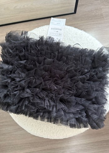 Zara Siyah Tül Fırfırlı Kadın Top - Görsel 2