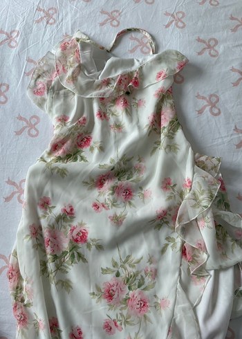 Beyaz Çiçek Desenli HollyLolly Elbise - Görsel 3