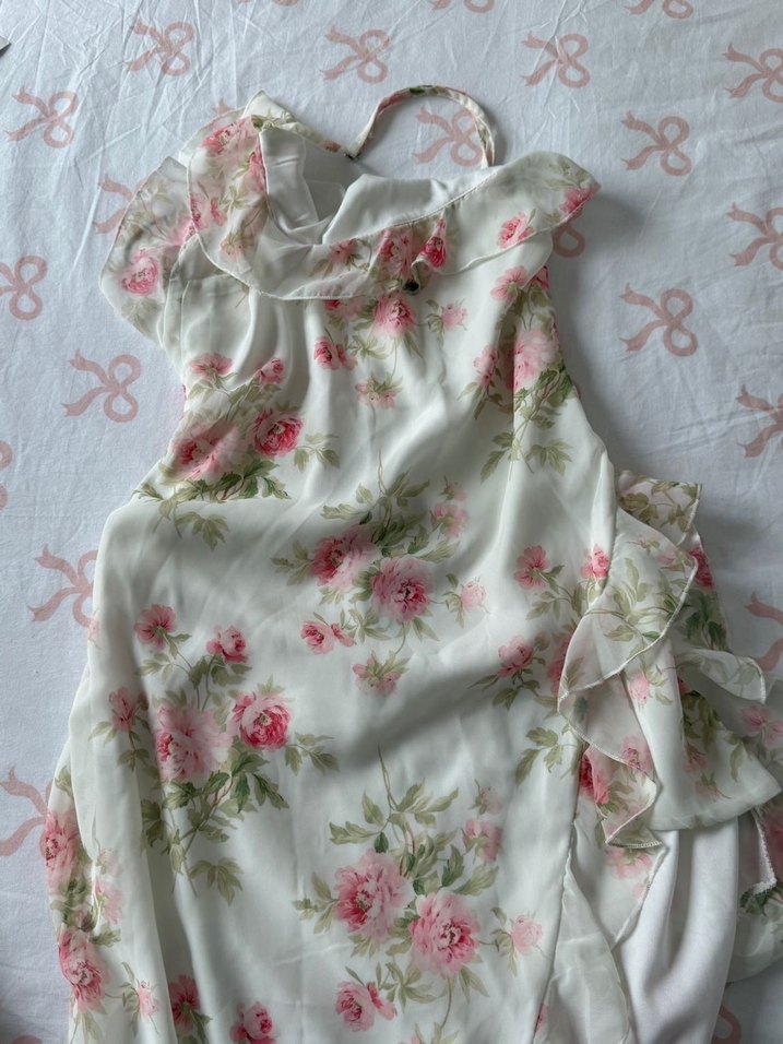 Beyaz Çiçek Desenli HollyLolly Elbise - Görsel 3