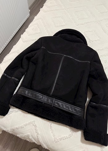 Stardivarius Siyah Süet Kürklü Biker Ceket - Görsel 6
