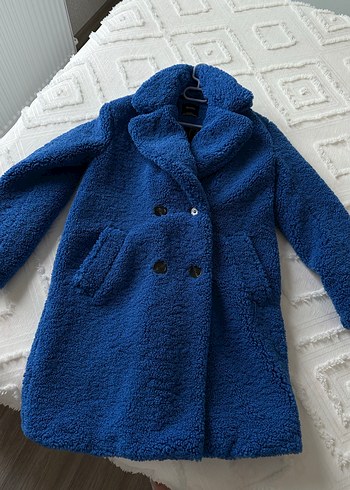 Bershka Mavi peluş kadın kaban - Görsel 3