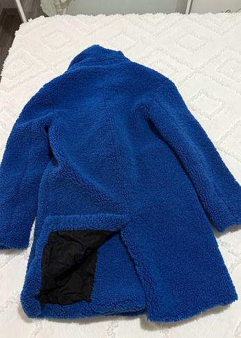 Bershka Mavi peluş kadın kaban - Görsel 9