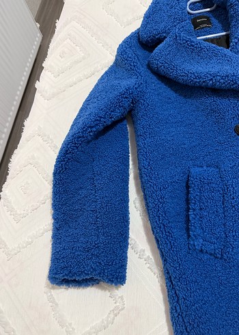 Bershka Mavi peluş kadın kaban - Görsel 8