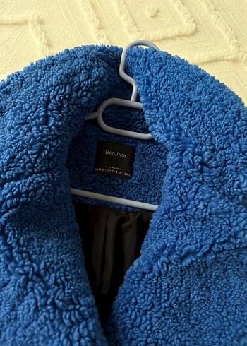 Bershka Mavi peluş kadın kaban - Görsel 4