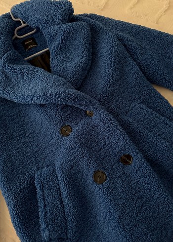 Bershka Mavi peluş kadın kaban - Görsel 5