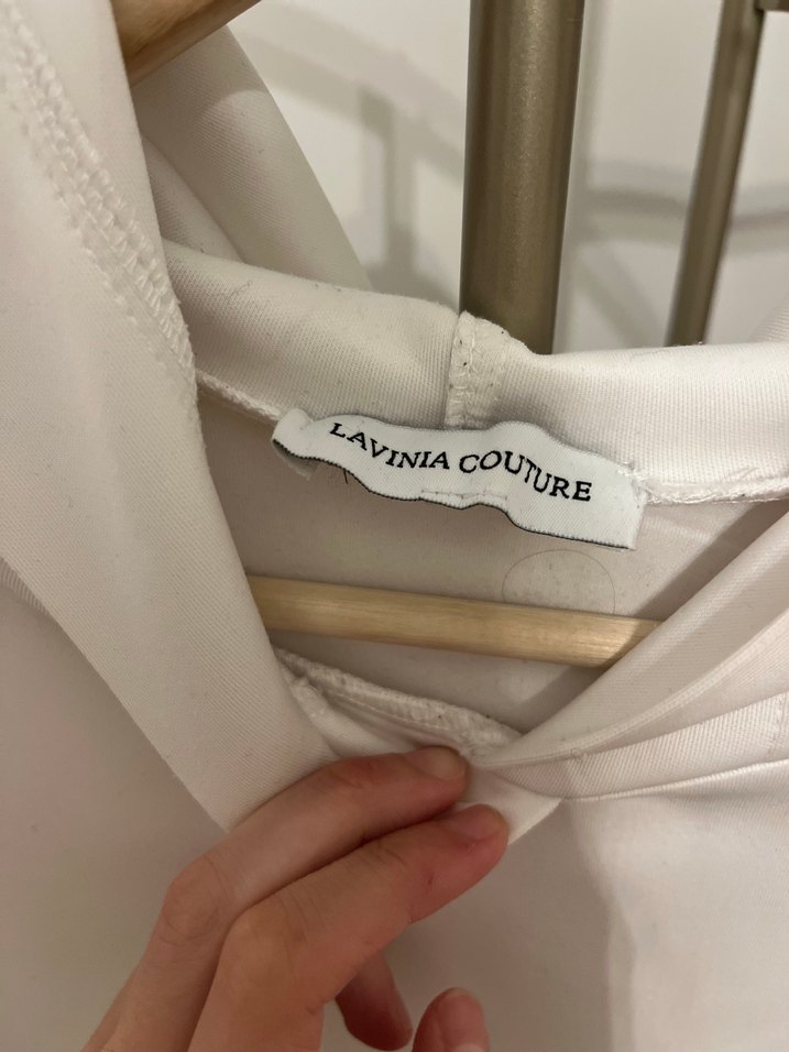 Lavinia Couture Beyaz Kapüşonlu Kadın Sweatshirt - Görsel 3