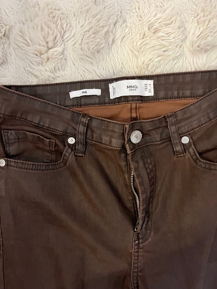 Mango Kahverengi Deri Görünümlü Kadın Jean - Görsel 3