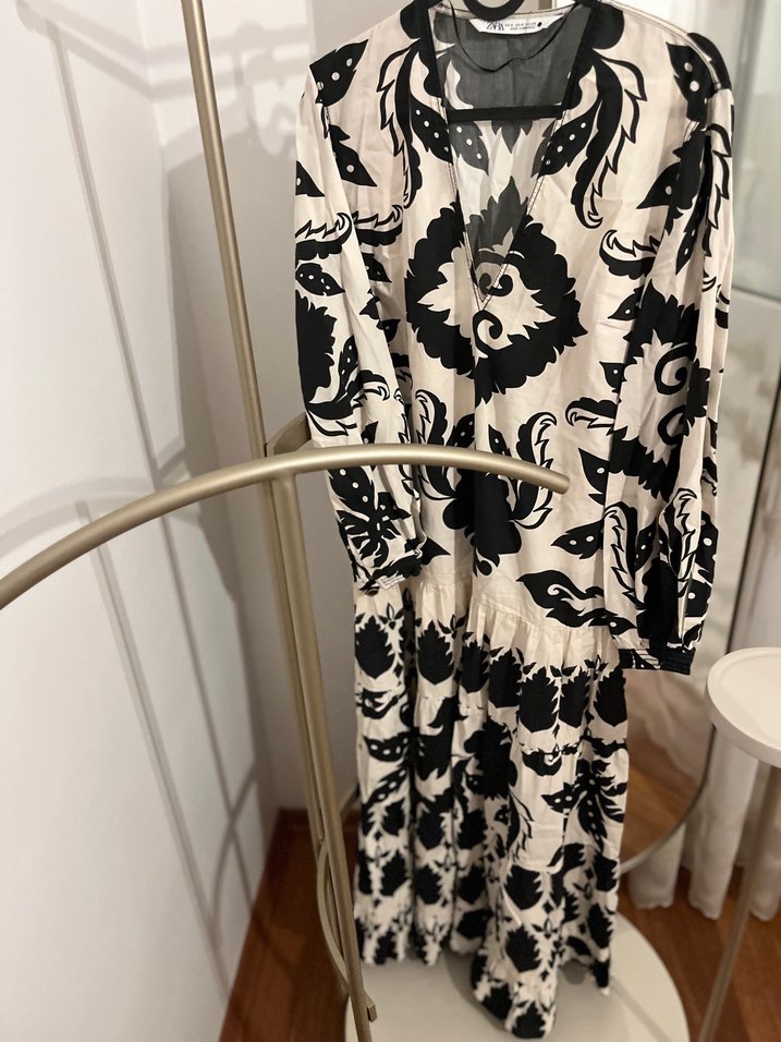 Zara Siyah-Beyaz Uzun Elbise - Görsel 3