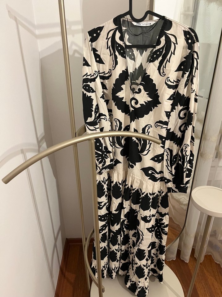 Zara Siyah-Beyaz Uzun Elbise - Görsel 4