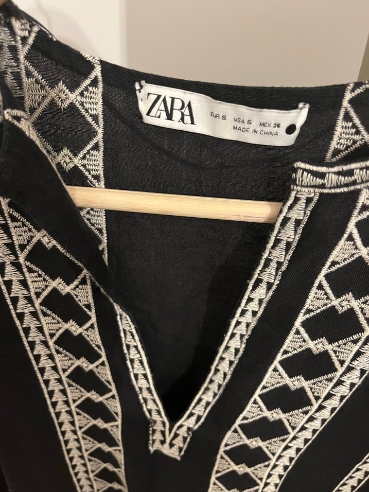 Zara Siyah Uzun Nakış Detaylı Elbise - Görsel 5