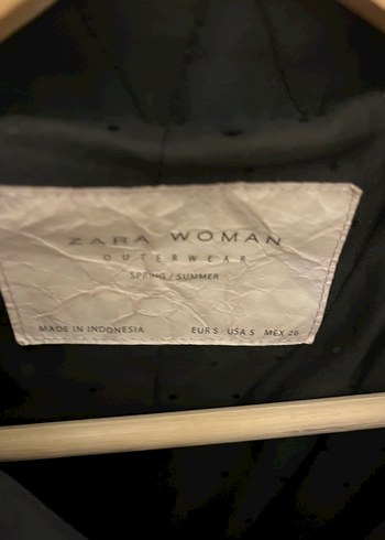 Zara Lacivert Kemerli Kapüşonlu Kadın Trençkot - Görsel 4