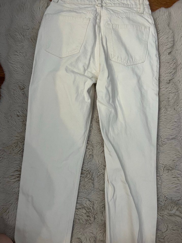 Zara Düz Kesim Ekru Jean - Görsel 2
