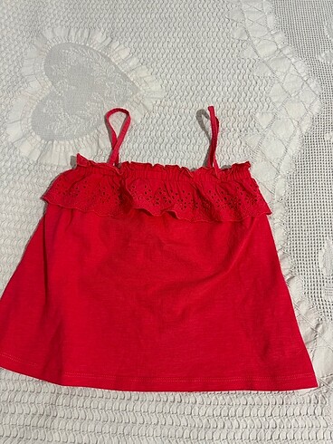 4 Yaş Beden kırmızı Renk Kontrast İşlemeli Bluz (Zara)