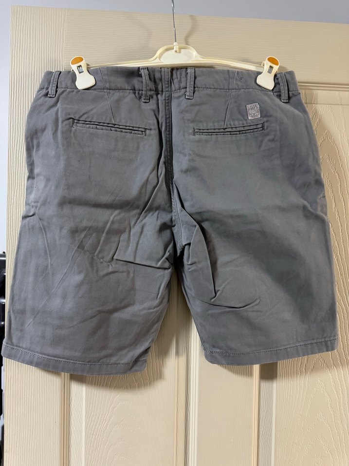 Gri Erkek Rahat Kesim Mini Kot Şort - Görsel 4