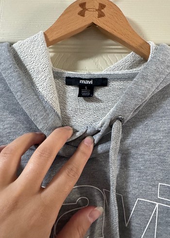 Mavi Gri Kapüşonlu Sweatshirt
