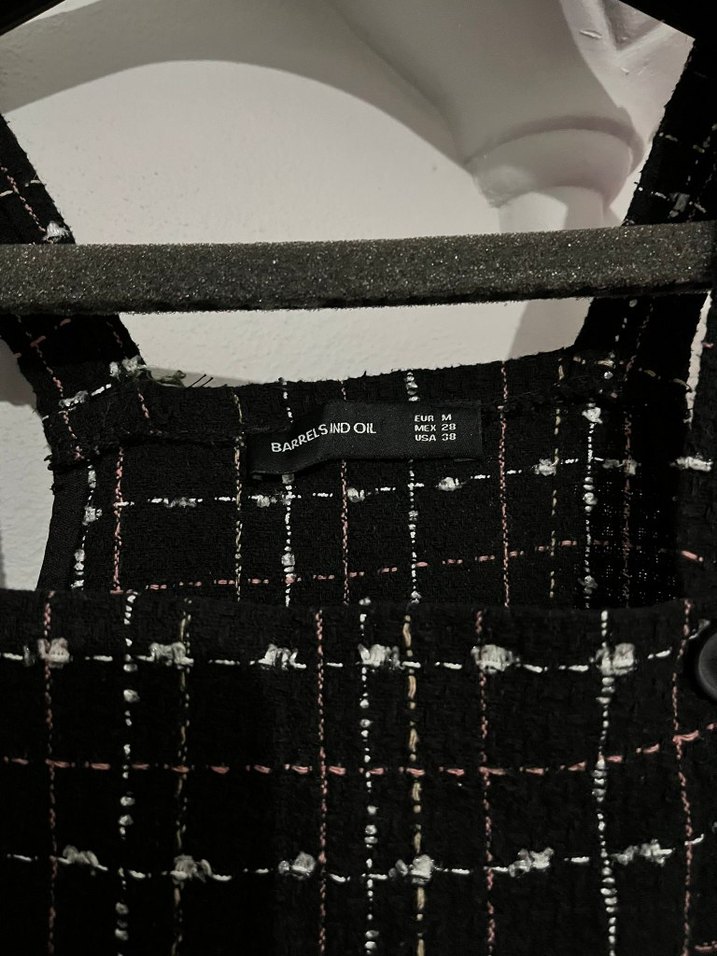 Kadın Siyah Kareli Mini Salopet - Görsel 2