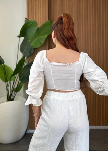 Pamuklu Beyaz Bohem Mini Bluz (standart beden)