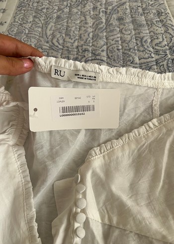 diğer Beden Pamuklu Beyaz Bohem Mini Bluz (standart beden)