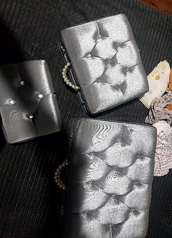 Çeyiz sandığı çantalı  3 boy inci detaylı  - Görsel 6