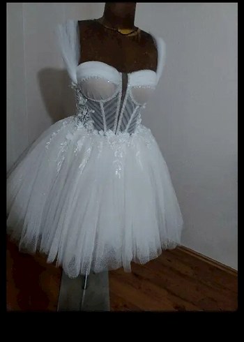 Straplez Mini prenses Kesim After Gelinlik - Görsel 3