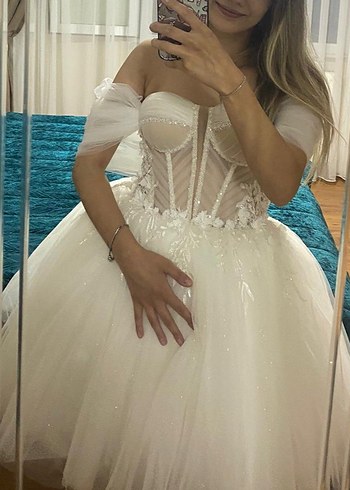 Straplez Mini prenses Kesim After Gelinlik - Görsel 4