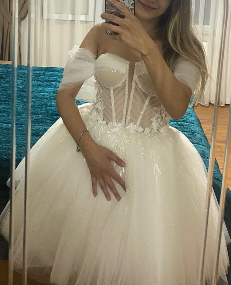 Straplez Mini prenses Kesim After Gelinlik - Görsel 4