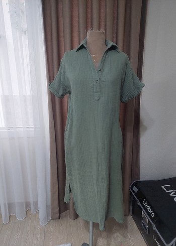 Keten Midi Elbise - Görsel 2