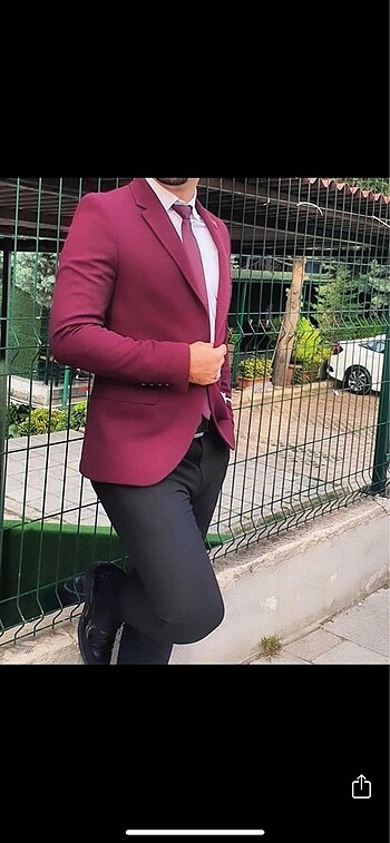 48-6 slim fit Bordo Ceket