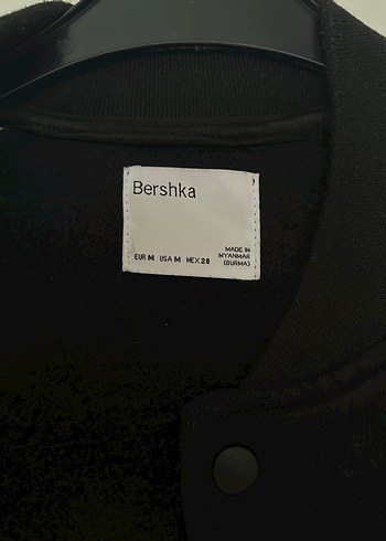 Bershka Kadın Siyah Baskılı Bomber Ceket