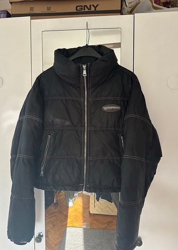 s Beden Siyah Fermuarlı Kadın Street Wear Mont
