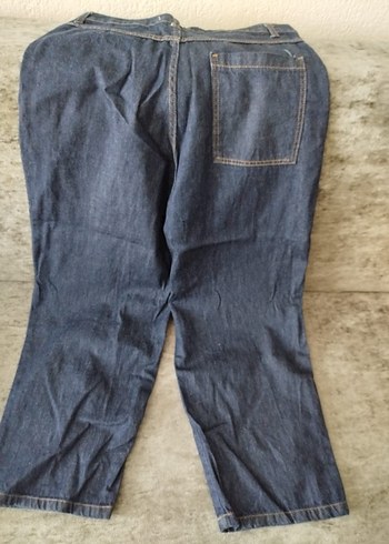 Kadın Lacivert Bol Kesim Midi Kot Pantolon - Görsel 3