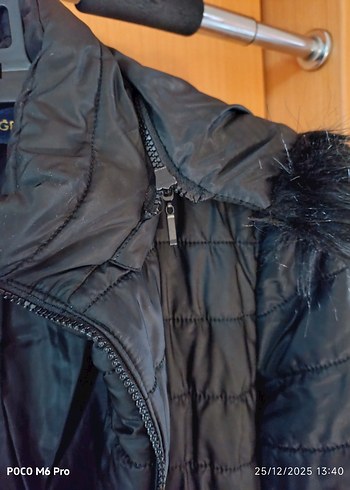 Kürklü Siyah Kadın  Kışlık Mont - Görsel 6