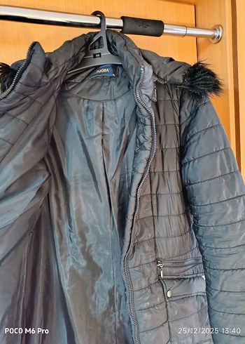 Kürklü Siyah Kadın  Kışlık Mont - Görsel 3