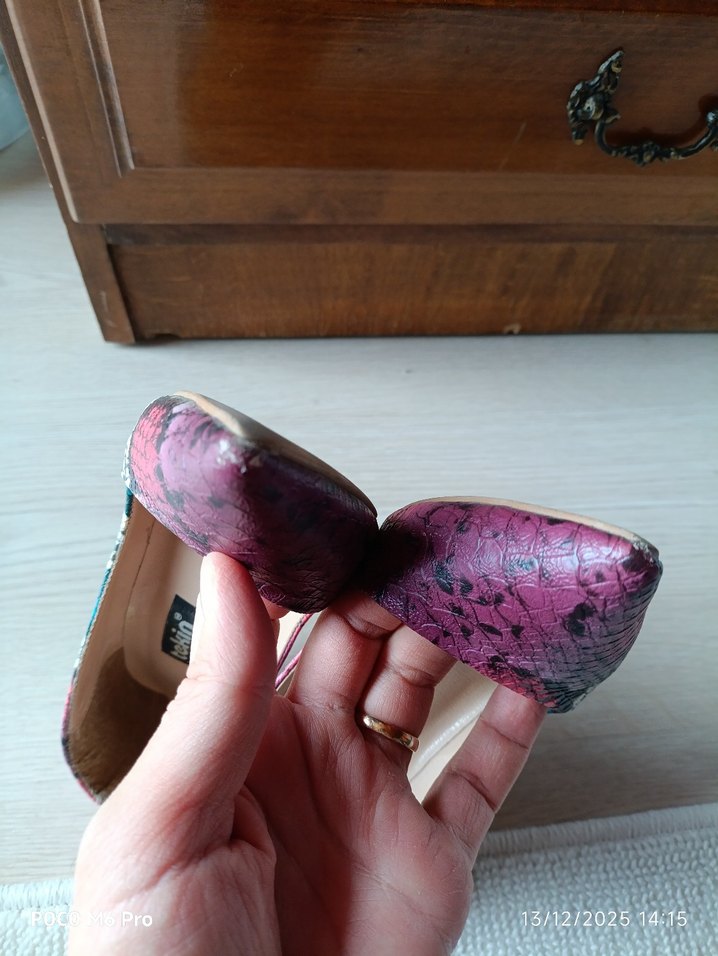 Renkli Yılan Desenli  Stiletto - Görsel 3