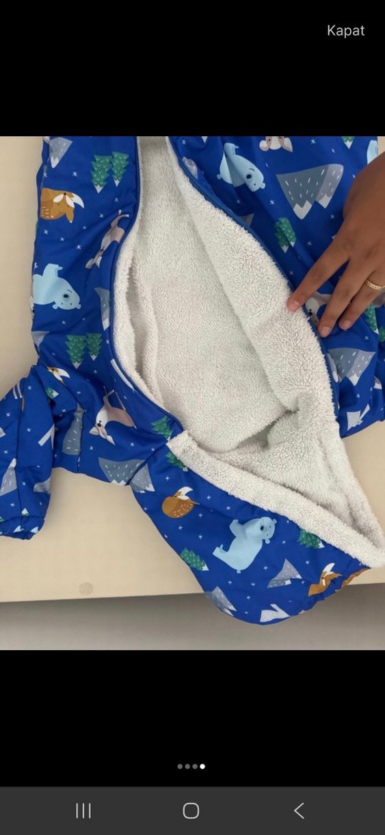 Mavi Baskılı Erkek Bebek Peluş Tulum - Görsel 2