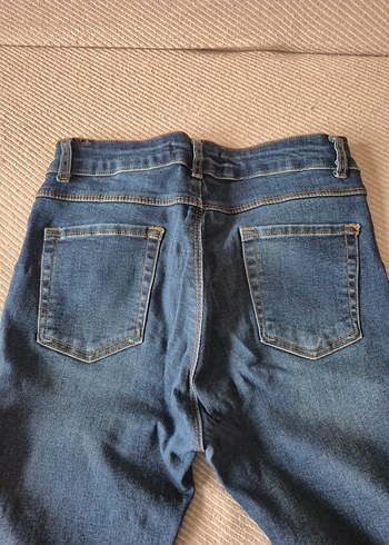 Kadın Mavi Normal Boy Dar Kesim Kot Pantolon - Görsel 3