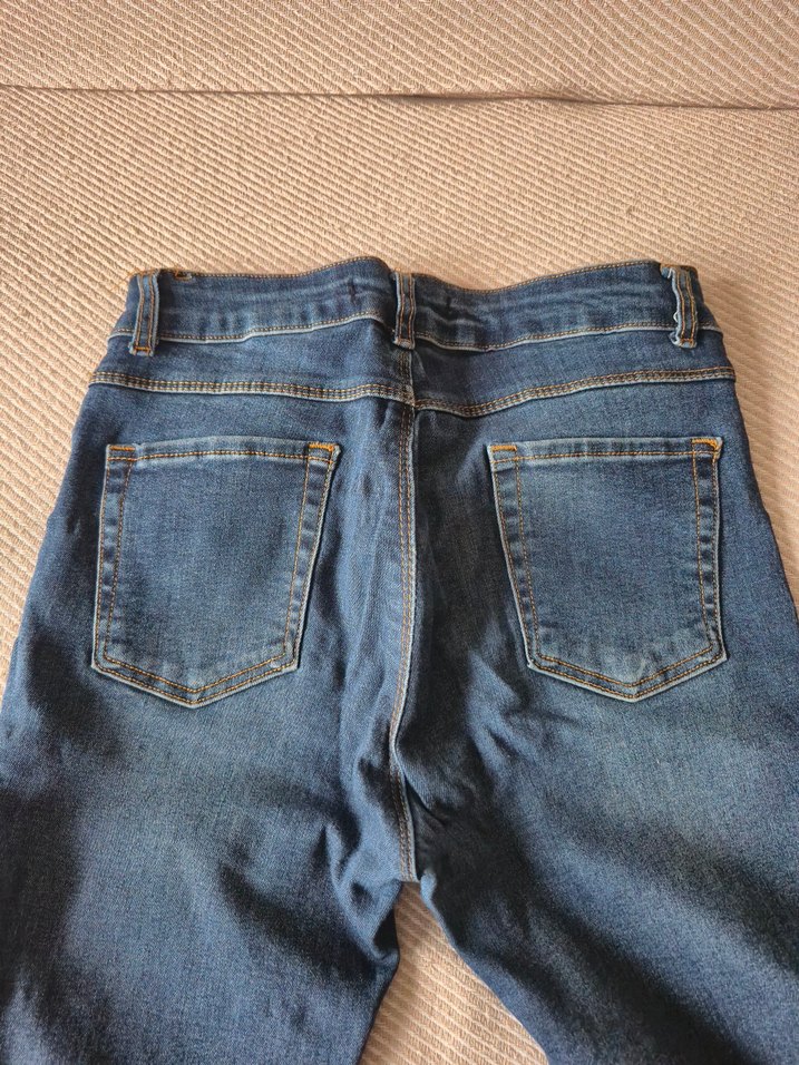 Kadın Mavi Normal Boy Dar Kesim Kot Pantolon - Görsel 3