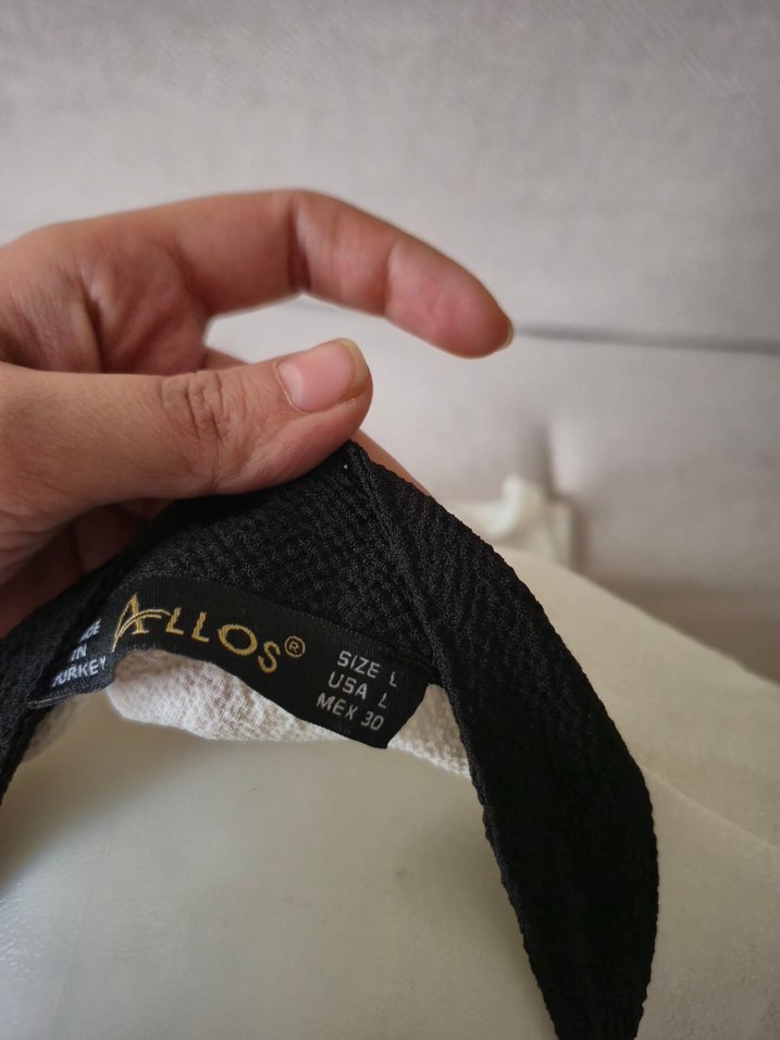 Düğmeli Beyaz Keten Midi Gömlek tunik - Görsel 3