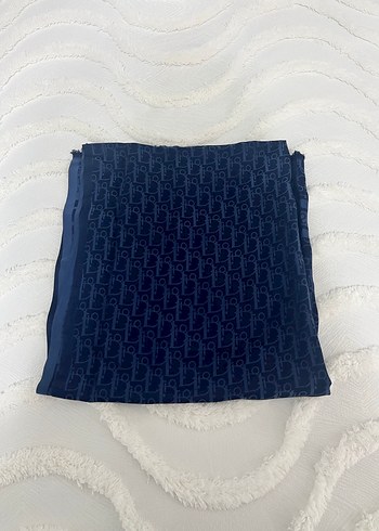 Kadın Lacivert Örgü Desenli Bohem Şal - Görsel 2